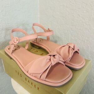 Ted Baker London Halah‎ Leather Sandal, Adjustable Strap, Size 10.5 Pink, NWT